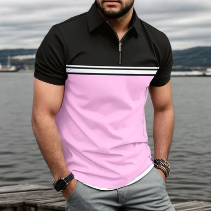 sanyamk Summer Men's Casual Short-Sleeved Polo Shirt Office Fashion Rowan Collar T-Shirt Men's Breathable Polo-Shirt Men's Clothing