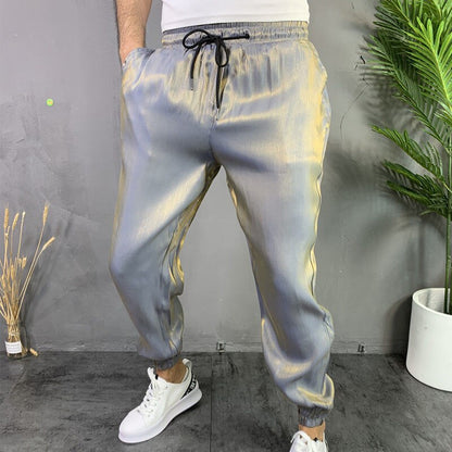 Bonsir Fashion Men's Harem Pants Summer Thin Sweatpants Ins Wind Bright Side Reflective Hip-hop Trousers Streetwear Man Clothiong 5XL