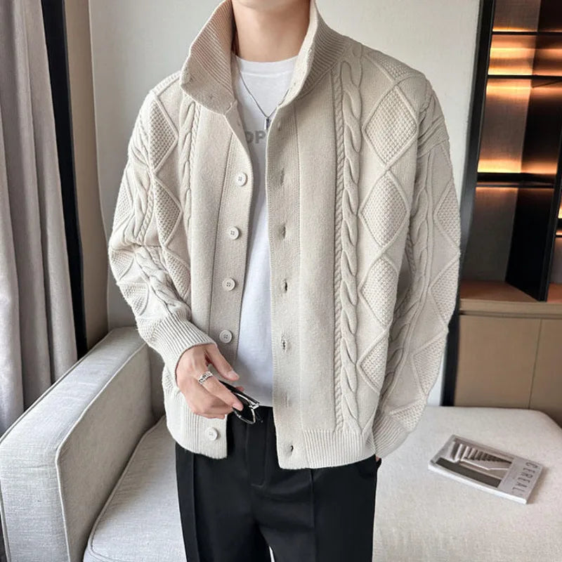 sanyamk Winter Sweater Cardigan Men Warm Fashion Retro Knit Sweater Jacket Men Korean Loose Cardigan Sweater Mens Jumper Clothes M-3XL