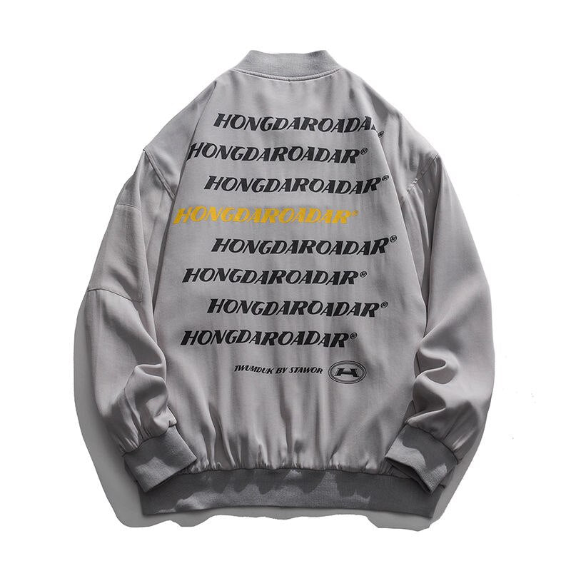 Bonsir Loose Letter Graphic Men Bomber Jackets Spring Casual Fashion Coats Harajuku Fashion Brand Clothing Male Streetwear