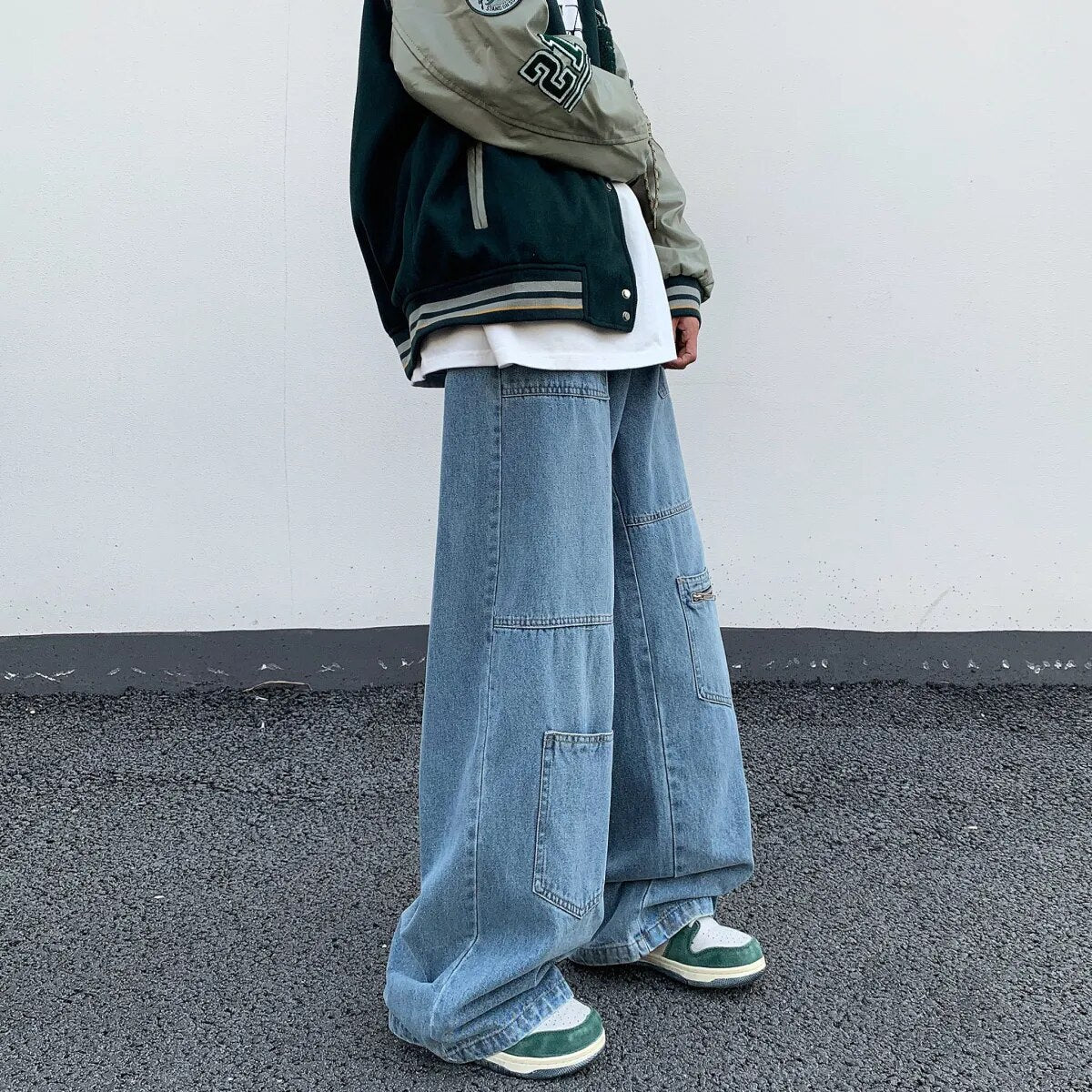 Bonsir Streetwear Spring Autumn Baggy Jeans Men Blue Wide Leg Denim Men's Pants Casual Fashion Oversize Straight Trousers