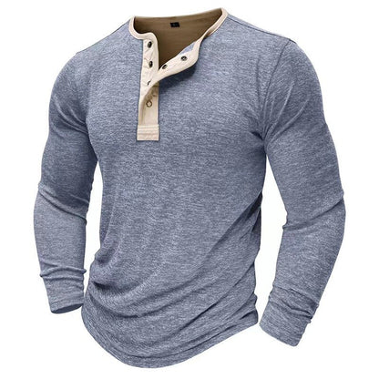 Bonsir Spring Autumn Men’s Long Sleeve T-shirt Fashion Henry Collar Tops Tees Men Solid Casual Streetwear High Quality Tshirt For Man