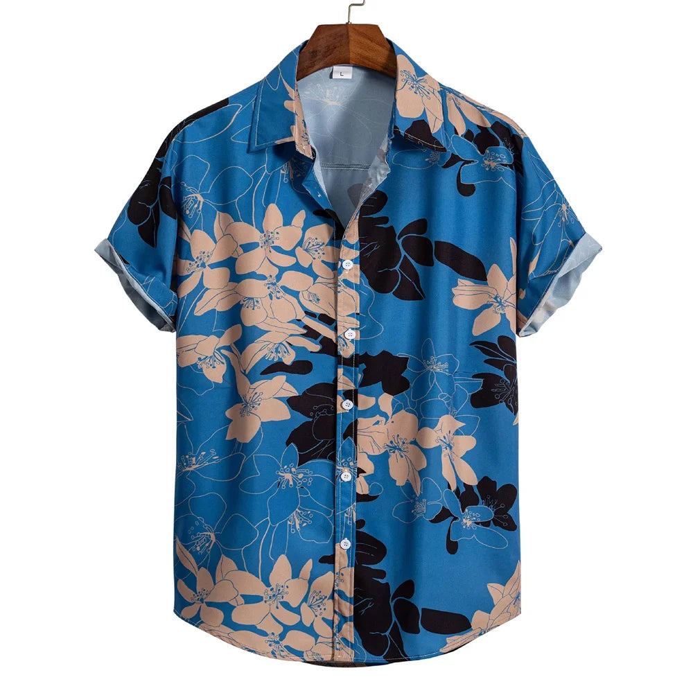 sanyamk Hawaiian Men's Shirts Short Sleeve 3D Printed T Shirt For Men Beach Blouse Retro Pattern Aloha Shirts Summer Fashion Tops