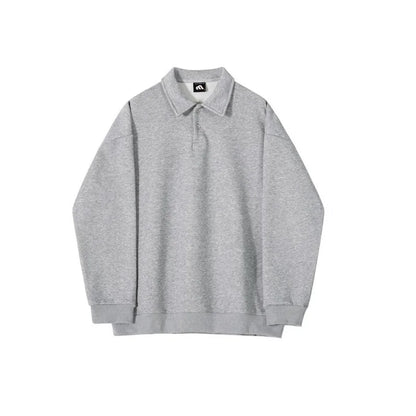 sanyamk  -   Couple Sweatshirt Korean Stylish Solid Color Baggy Men's Pullovers Spring Trendy 2024 Turn Down Collar Sweatshirts