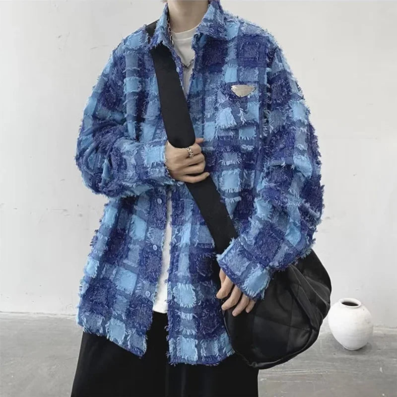 sanyamk Plaid Jackets Fashion Handsome Popular American Style Sequined Pocket Hipster Spring Autumn Male Temperament Outerwear Daily