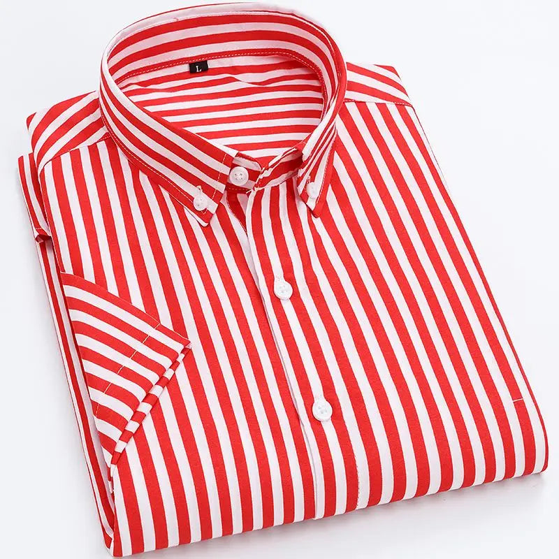 sanyamk New Summer Fashion Simple Polo Collar Vertical Stripe Korean Version Casual Business Slim Fit Trend Versatile Men's Shirt