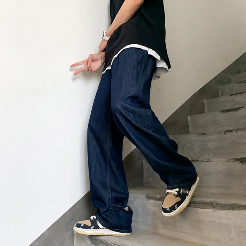 sanyamk Straight Loose Jeans Mens Retro High Street Washed Casual Denim Trousers Men Vintage Hip Hop Fashion Jean Pants