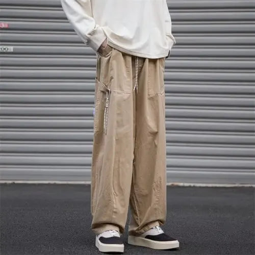 Bonsir Japanese Functional Splicing Pants Autumn Casual Loose High Street Straight Wide-leg Overalls Men Trousers Male Clothes