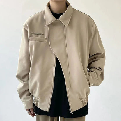 sanyamk Mens Y2k Trendy Irregular Casual Jacket Autumn Genderless Korean Version Solid Color Fashion Functional Pilot Jacket Unisex