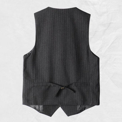 sanyamk British Style Retro Suit Vest Male Vertical Stripes Business Elegant Professional Formal Dress Body Fashion V-neck Suit Vest