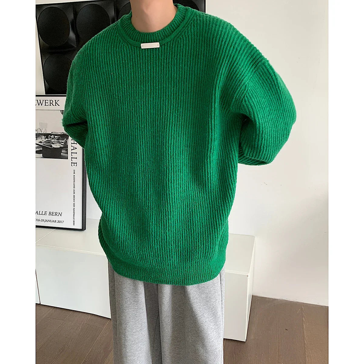 Bonsir Korean Fashion Sweaters Men Autumn Solid Color Wool Sweaters Slim Fit Men Street Wear Mens Clothes Knitted Sweater Men Pullovers