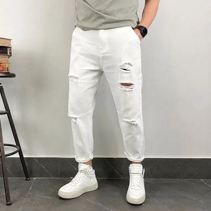 sanyamk Fall/Winter Washed Cargo Jeans Men Loose Jeans Large Size Japanese Stitching Feet Harem Trendy Straight Pants Vintage Jeans Men