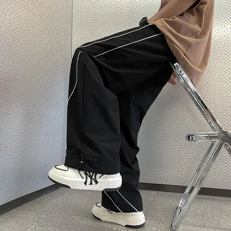 Bonsir Pants Men Chic Autumn Streetwear Full Length Loose Hip Hop Ins Korean Style Holiday Sporty Stylish Simple Pure Cozy Handsome New