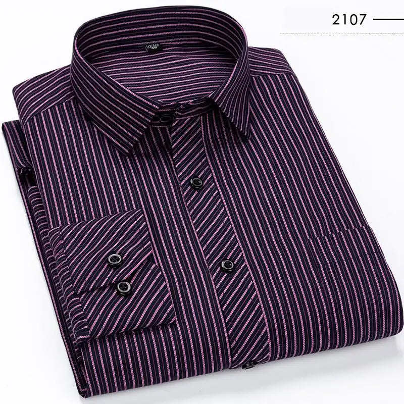 sanyamk Single Patch Pocket Formal Business Standard Office  Men's Classic Long Sleeve Solid Basic Dress ShirtsSIZE 47 48