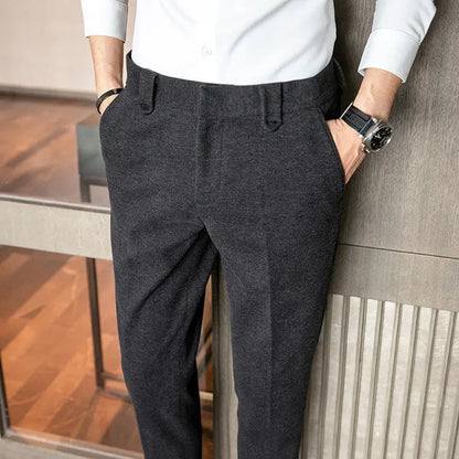 Bonsir Autumn Winter Woolen Business Dress Pants Men High Quality Streetwear Casual Long Trousers Formal Social Suit Pants L72