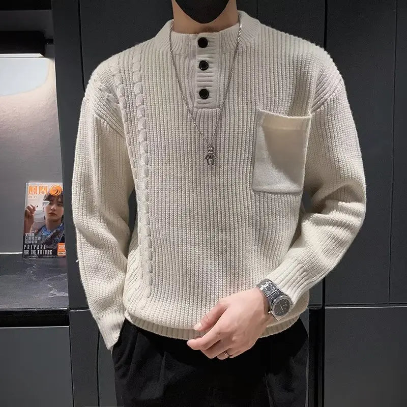 Bonsir Clothing Men Autumn Winter High Quality Knitted Sweaters/Male Fashion Slim Fit  Casual Pullover/Man Solid Color Sweater