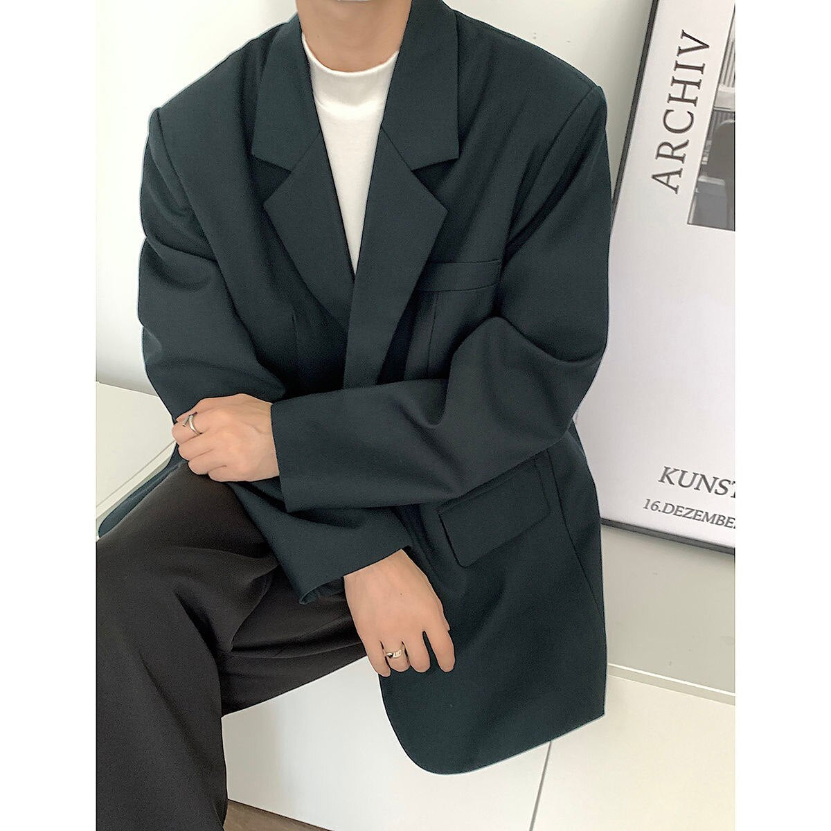 sanyamk Men's High-quality Casual Suit Jackets Formal Western-style Clothes Loose Black/brown/green Blazers Business Coats S-XL