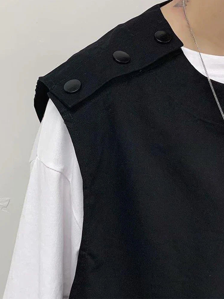 sanyamk  -  Techwear Vest Men's T-shirt with Short Sleeves T-shirts Black Sleeveless Vest Men Coat Summer Streetwear Hip Hop