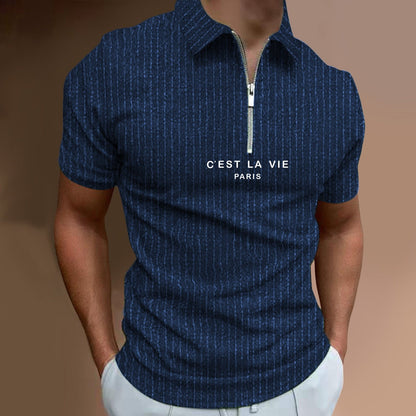 sanyamk Summer New Men's Clothing Polo Shirts Streetwear Print Casual Short Sleeve Tee Shirt Men Turn-Down Collar Zipper Polos