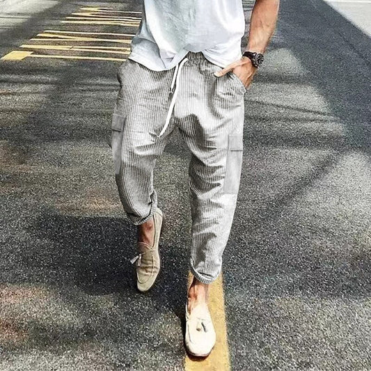 Bonsir Streetwear Mens Casual Pants Spring Autumn Fashion Mid Waist Slim Fit Trousers New Arrivals Men Trend Long Pant Streetwear