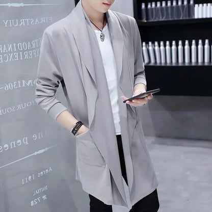 sanyamk Men Casual Long Windbreaker Hooded Cape 2024 New Autumn Genderless Fashion Punk Hip Hop Cardigan Street Cloak Trench Coat Unisex