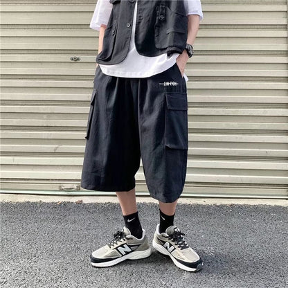 Bonsir Men Harajuku Cargo Pants  New Mens Summer Sports Joggers Pants Male Streetwear Big Pockets Sweatpants Fashions Black/Khaki