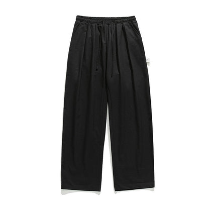 Bonsir Men's Casual Wied Leg Pants Oversize Cotton Trousers Solid Color Vintage Fashion Men Jogging Loose Pants Korean Streetwear