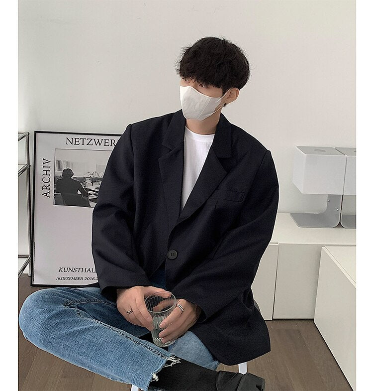 sanyamk Men's High-quality Casual Suit Jackets Formal Western-style Clothes Loose Black/brown/green Blazers Business Coats S-XL