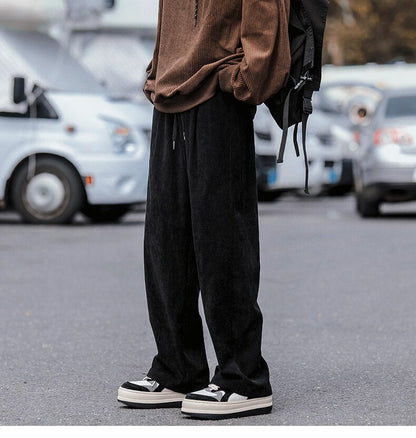 Bonsir Autumn Corduroy Pants Men Fashion Brown Black Beige Casual Pants Men Streetwear Loose Hip-hop Straight Pants Mens Trousers M-3XL