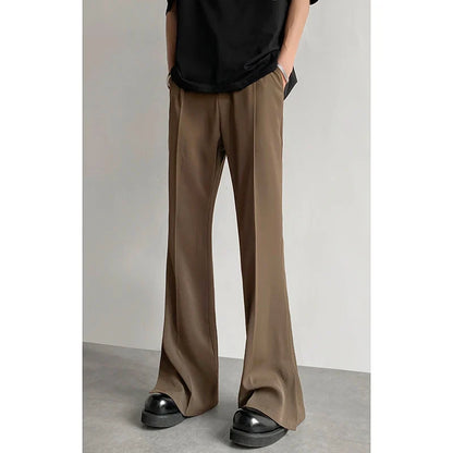 sanyamk Brown Black Suit Pants Men Fashion Social Mens Dress Pants Korean Loose Straight Casual Flared Pants Mens Office Formal Trousers