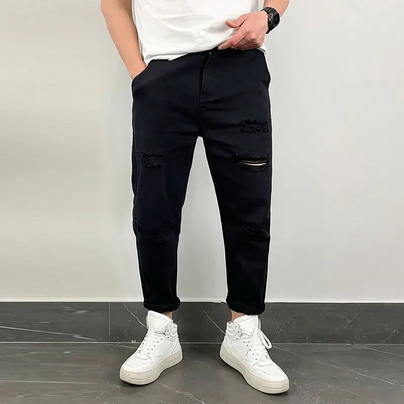 Bonsir Fall/Winter Washed Cargo Jeans Men Loose Jeans Large Size Japanese Stitching Feet Harem Trendy Straight Pants Vintage Jeans Men