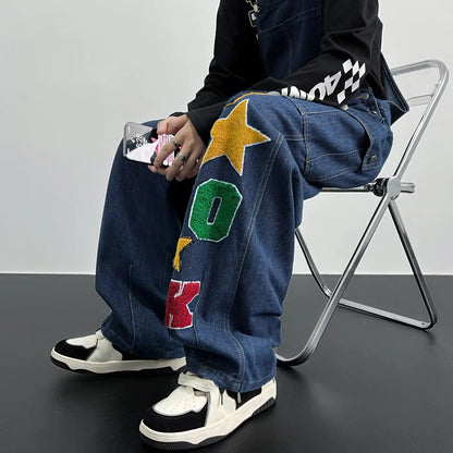 sanyamk Y2K Cargo Jeans Jumpsuit for Men Streetwear Hip Hop Punk Loose Denim Bodysuits Overalls Male Japanese Print Pocket Pants