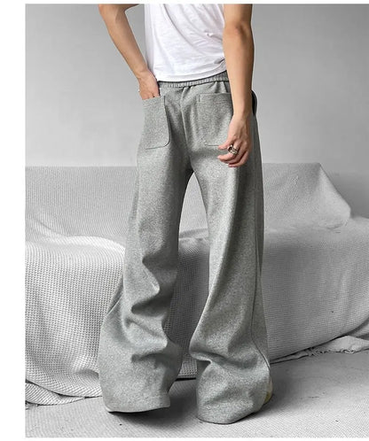 sanyamk Wide Leg Sweatpants Men Oversize Gray Sports Pants Sportswear Casual Trousers Male Loose Korean Streetwear Hip Hop