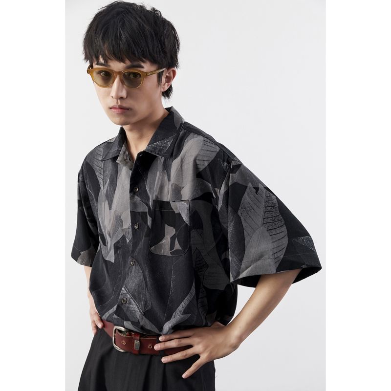 Bonsir Summer New Fashion Retro Shirts Hawaiian Print Drape Loose Beach Short Sleeve Button Up Shirts Men Casual Korean Clothes