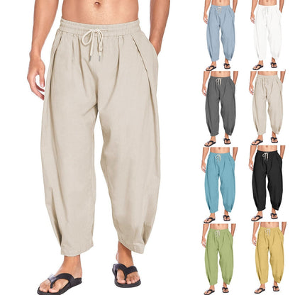 Bonsir Harem Pants Men Streetwear Cloose Joggers Mens Pants Cotton Causal Men Trousers Beach