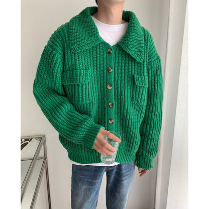 Bonsir Winter Sweater Cardigan Men Warm Fashion Retro Pocket Sweater Coat Men Korean Loose Long Sleeve Sweater Mens Jumper Clothes