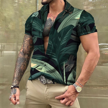 sanyamk Shirts And Blouses Hawaiian Men's Shirt Tropical 3D Print Casual Beach Short Sleeve Tops Oversized Tees Man Clothing Camisa