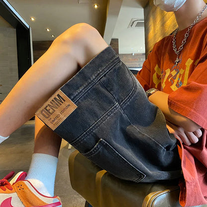 sanyamk Stylish High Street Original Personality Denim Shorts Jeans Men's Summer Fashion Casual Denim Five-pointed Pants