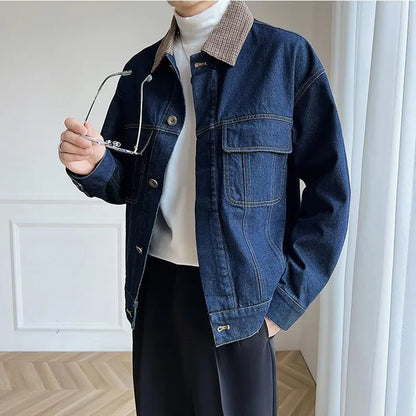 sanyamk New Autumn Spring Men High Quality Casual Denim Jackets/Male Slim Fit Fashion Plaid Cowboy Jacket Brand Clothes S-3XL