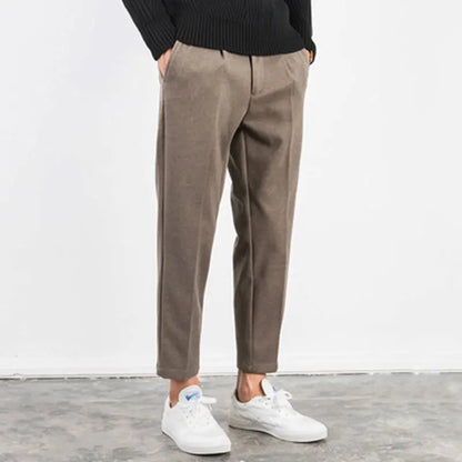 sanyamk Autumn Woolen Suit Pants Korean Style Woolen Dress Pants for Male Office Formal Wedding Business Casual Men Pants L44