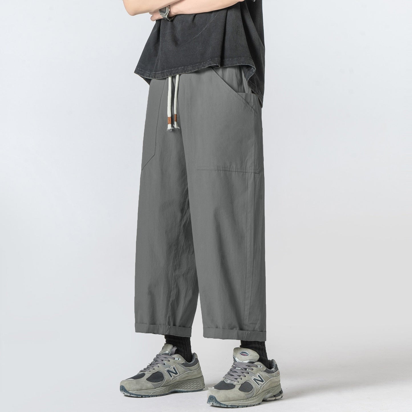 sanyamk Summer Oversized Wide Leg Pants Men Fashion Loose Casual Pants Men Japanese Streetwear Hip-hop Straight Pants Mens Trousers