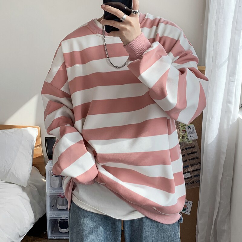 Bonsir Autumn Spring Men Classic Striped Hoodies Mens Hip Hop Streetwear Sweatshirt Male Casual Trend Cotton Pullover