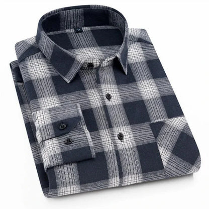 sanyamk Pure Cotton Men's Plaid Shirt Long Sleeve Regular Fit Men Casual Oversized Shirt Leisure Autumn Male Blouse New Plus Size