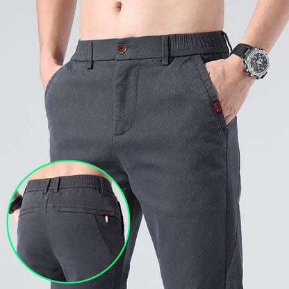 sanyamk Brand Cotton Slim Suit Pants Formal Business Men Elastic Waist Solid Color Long Casual Pant Male Slacks Trousers A316