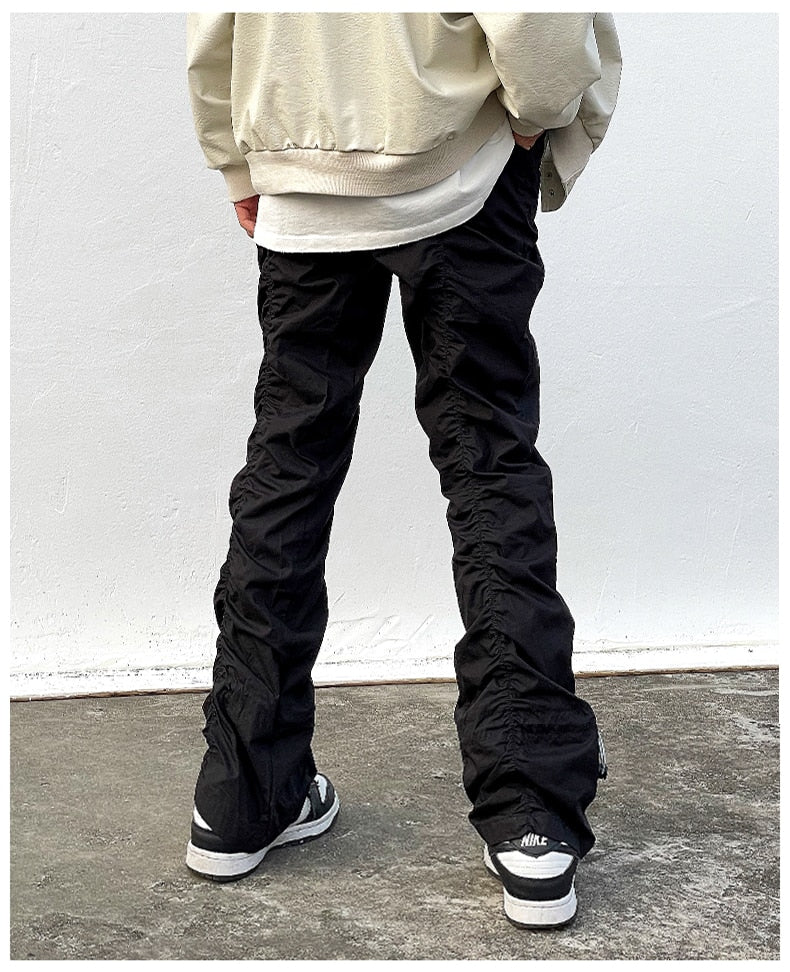 Bonsir Sets With Pants Man Harajuku Punk Men's Streetwear Black Hip Hop Fashion Clothing Casual Tactical Trousers Y2k Goth Flared