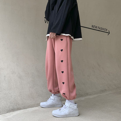 sanyamk Harajuku Baggy Pencil Wide Leg unisex Pants Side Cartoon Printing Sweatpants All-match Ankle-Length Pants Y2K Streetwear Fashion