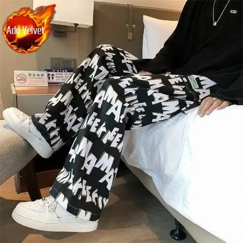 sanyamk Baggy Men's Sweatpants Straight Casual Trousers Tracksuit Bottoms Jogger Summer Stylish Sport Plain Loose Y2k Man Sweat Pants