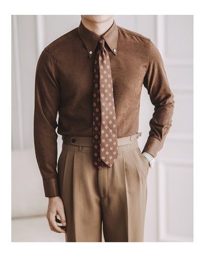 Bonsir Fall Men Business Solid Color Shirt Long Sleeve Slim Fit Hairstylist Shirts Men Office Tuxedo Shirt Social Herren Hemd