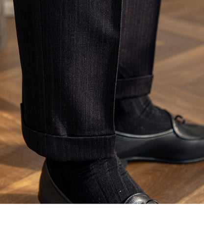 sanyamk High Waist Business Dress Pants Men Ankle Length Office Social Slim Fit Suit Pant Classic Streetwear Trousers Pantalones Hombre