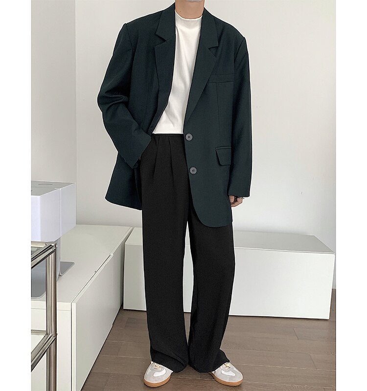 sanyamk Men's High-quality Casual Suit Jackets Formal Western-style Clothes Loose Black/brown/green Blazers Business Coats S-XL